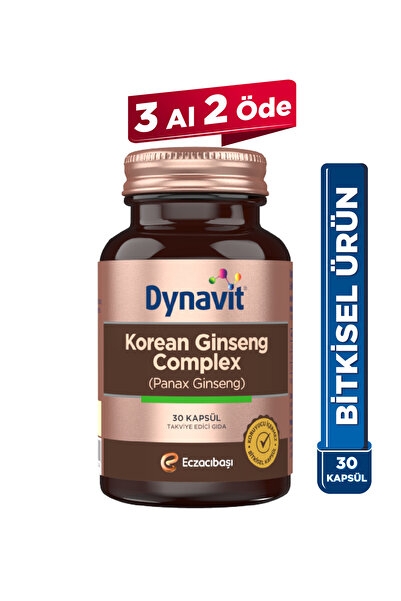 Dynavit Korean Ginseng Complex (Panax Ginseng) 30 Bitkisel Kapsül - Panax Gin...