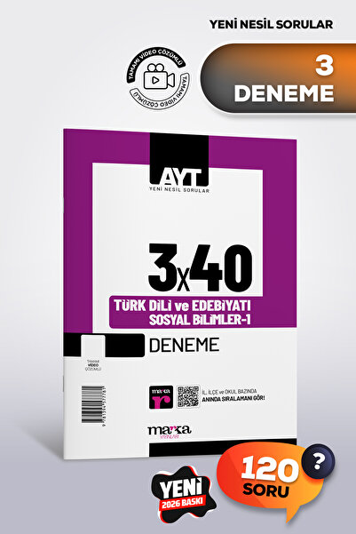 Marka Yayınları AYT 2026 Türk Dili ve Edebiyatı | Sosyal Bilimler-1 | 3 Denem...