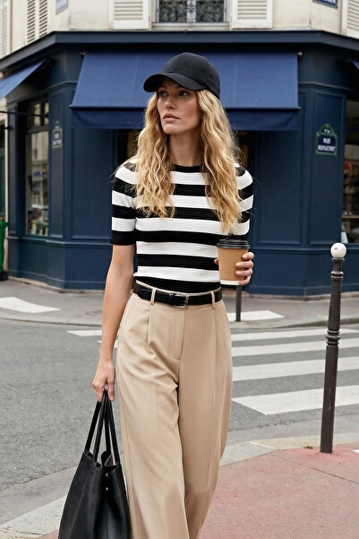 Trendyol Collection Μαύρη Colorblock Πλεκτή Μπλούζα TWOAW23BZ00015