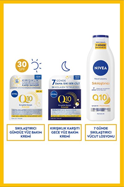 NIVEA Q10 Bakım Seti, SPF30 Güneş Koruyucu Gündüz Yüz Bakım Kremi, Gece Kremi...