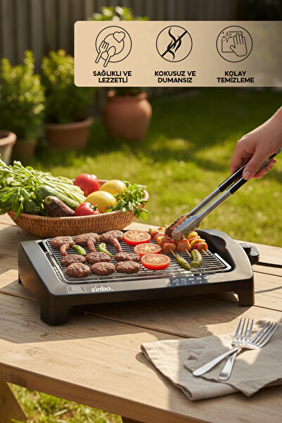 Sinbo SBG-7102 2000 W Elektrikli Izgara – Dumansız & Kolay Temizlenir Sağlıkl...