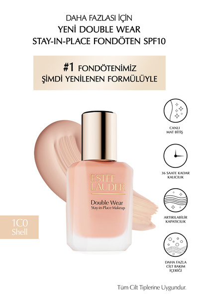 Estee Lauder Double Wear Stay-in-Place Fondöten SPF10 Canlı Mat Bitiş (1C0 SH...
