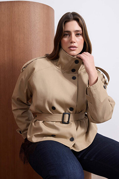 Trendyol Curve Elemente esențiale pentru garderobă, bej, mărime mare, croială...