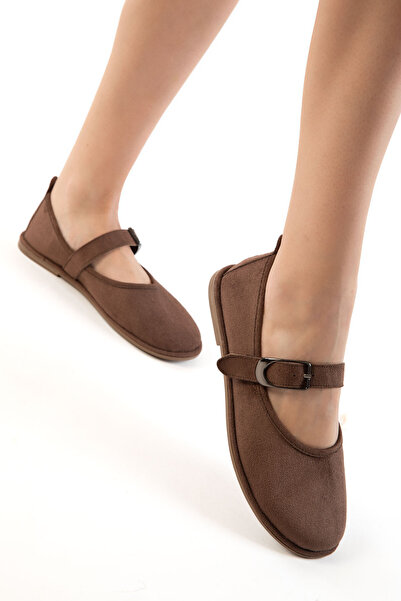 SOHO Smeđe balerinke od antilopa za žene 21345