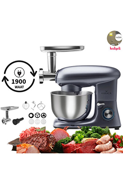 Karaca Kıyma Çekme ve Hamur Yoğurma vb. 5,5 Lt Sucuk-Sosis/İçli Köfte Aparatl...