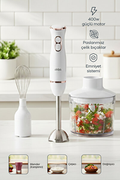 Sinbo Shb-7530 Multifunctional Hand Blender Set – with Chopper & Whisk Attach...