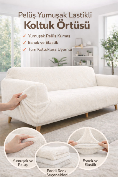 Faiend Husă de canapea Welsoft din pluș pentru 3 persoane |   Husă elastică p...