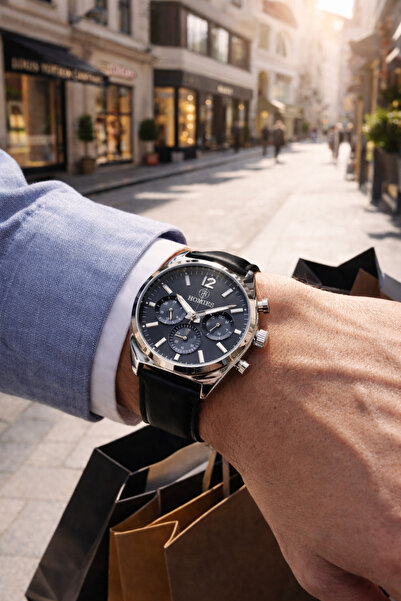 Homies ERKEK KOL SAATİ ORJİNAL SİYAH DERİ KORDON HEDİYELİK KUTUSU BİLEKLİK HE...