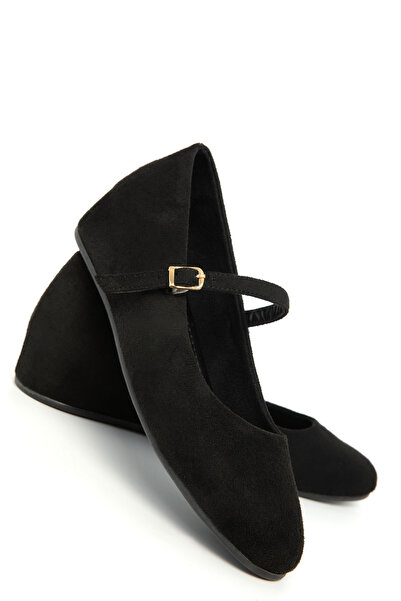 SOHO Balerini de damă din piele intoarsa neagra 21318