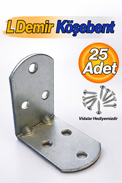 Badem10 L Demir Gönye 25’li Set Oval Başlı 30x45x45 mm Köşe Birleştirme Metal...