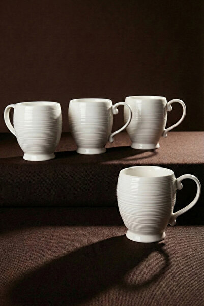 Perotti Pure Line 4-Piece Pure White Porcelain Mug Set 230 ml