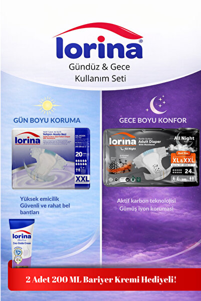 LORİNA Gündüz & Gece Kullanım Seti / XXL 20'li Gündüz-Aktif Karbonlu XXL 24'l...