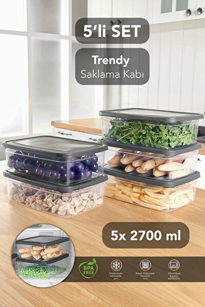 Meleni Home 5 Ορθογώνια Δοχεία Αποθήκευσης Τροφίμων - Οργανωτής Κατάλληλος γι...