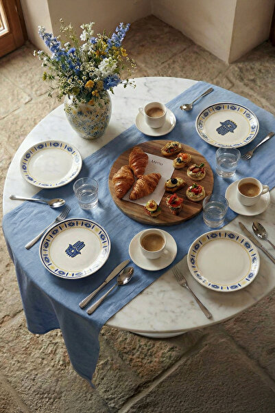 TRENDYOLMİLLA HOME 4-teiliges Set ethnisch gemusterte Porzellan-Kuchenplatten...