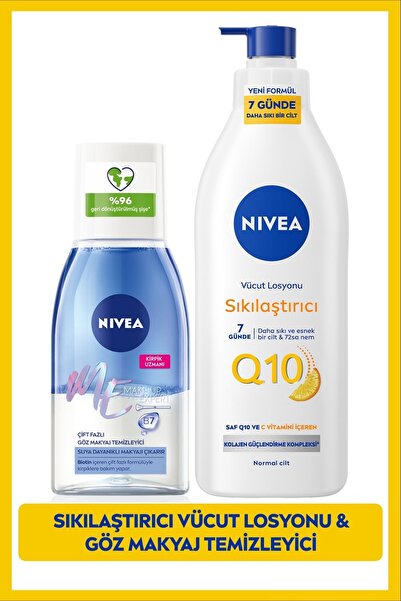 NIVEA Çift Fazlı Göz Makyaj Temizleme Suyu 125ml Ve Q10 Sıkılaştırıcı Nemlend...