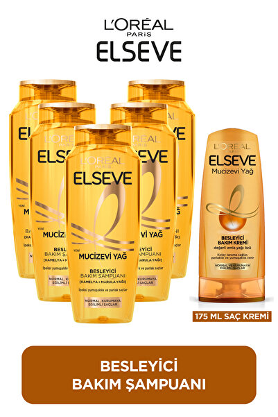 ELSEVE 5'li 400ml Mucizevi Yağ Besleyici Bakım Şampuanı + 175ml Saç Kremi Seti