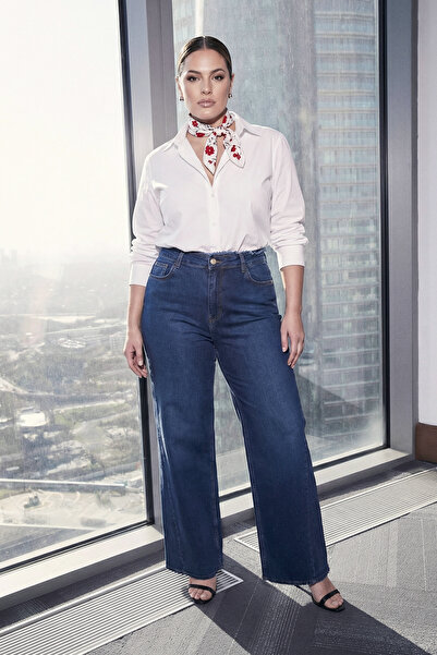 Trendyol Curve Limited Edition Blue High Waist Comfort/Mid Stretchy Wide Leg ...