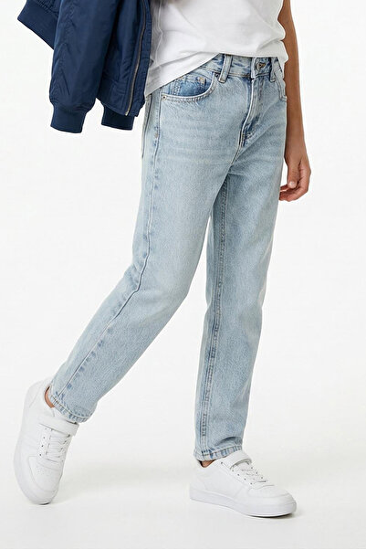 TRENDYOLKIDS Ice Blue Boy's Flexible Adjustable Elastic Denim Trousers Jean T...