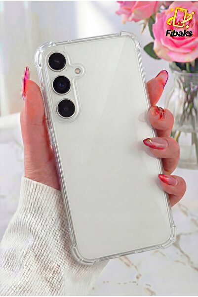 Fibaks حافظة جالاكسي S24 Fe مضادة للصدمات، غطاء سيليكون شفاف ناعم ومرن مع حما...