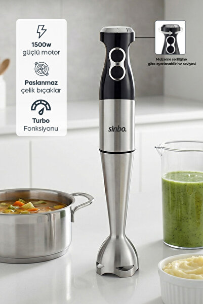 Sinbo Shb-7510 1500W Hand Blender – Stainless Steel Body & Infinite Speed Adj...