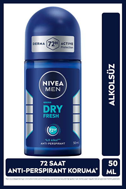 NIVEA MEN Erkek Roll-on Deodorant Dry Fresh 50ml, 72 Saat Anti-perspirant Ter...