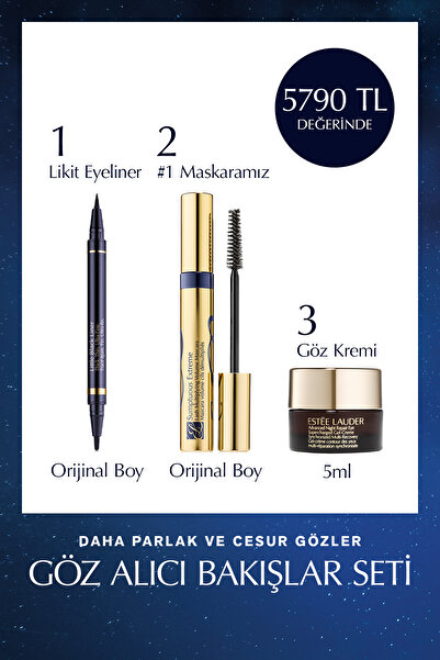 Estee Lauder Göz Alıcı Bakışlar Seti - Siyah Likit Eyeliner, Sumptuous Extrem...