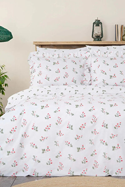 Karaca Home Silvie Ruffled 100% Cotton Single Personality Duvet Cover Set Red