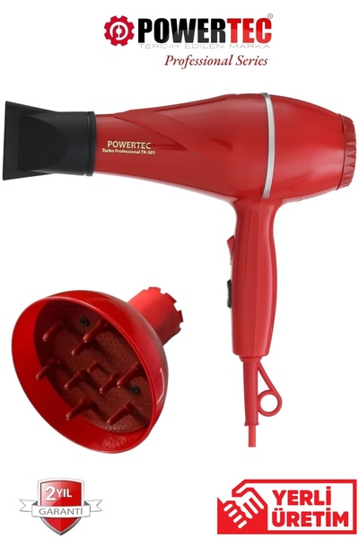 POWERTEC TR-501+Renkli Hacimlendirici Difüzör Başlıklı Profesyonel Saç Kurutm...