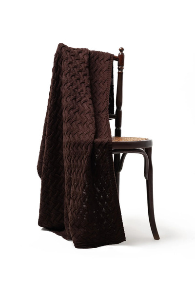 RTD&VLD Rtd & Vld Kahve Örgü Desenli Yılbaşı Konsept Triko Tv Battaniyesi Kol...