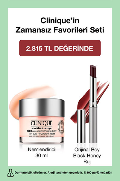 Clinique Zamansız Favoriler Seti - Orijinal Boy Black Honey Ruj + Moisture Su...