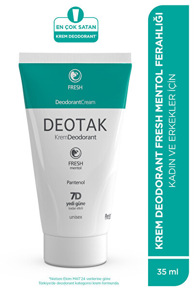 Deotak Mentol Ferahlığı 7 Güne Kadar Etkili Krem Deodorant 35 ml