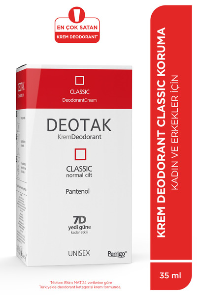 Deotak Classic Koruma Krem Deodorant 35 ml 7 Güne Etkili Hassas Ciltler Kadın Erkek Ter Önleyici Unisex