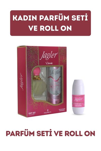 Jagler Classic Kadın Parfüm Seti ve Roll on ( Parfüm Edt 60 ml + Deodorant 15...