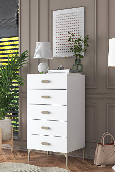 Rani Mobilya Rani BE106 Şifonyer 5 Çekmeceli Yatak Odası Bebek Odası Beyaz