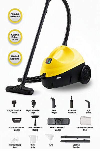 Sinbo SSC-6423 Çok Fonksiyonlu Buharlı Temizleyici 4.5 Bar Güçlü Hijyen