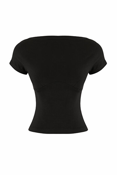 Trendyol Collection Black Fitted Asymmetrical Neckline Sleeveless Premium Sof...
