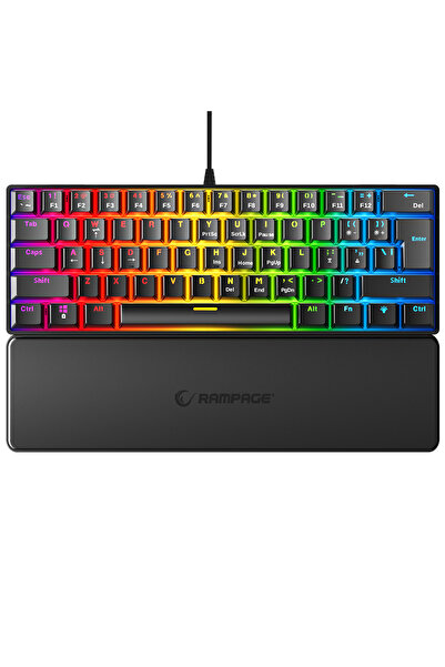 Rampage Plower Mini Oyuncu Klavyesi Mekanik Klavye Bilek Destekli Blue Switch...