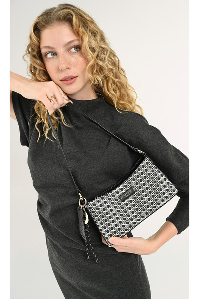 Pierre Cardin Limited Edition Siyah Dijital Monogram Kadın Çapraz Omuz Çantas...