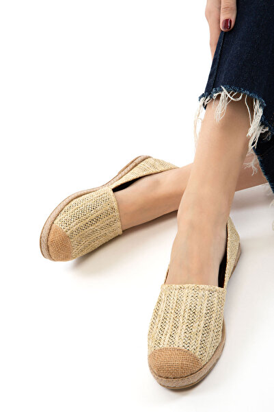 SOHO حذاء باليرينا نسائي من القش باللون البيج 21338