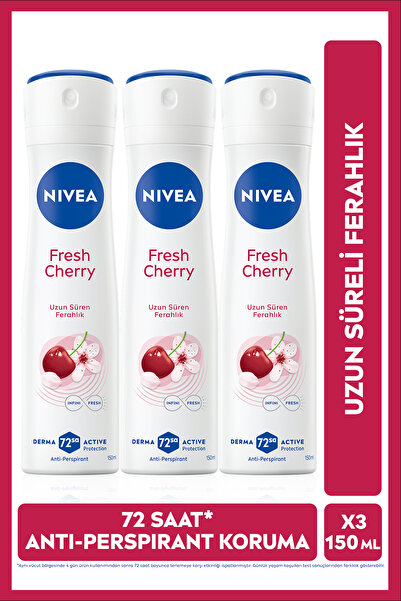 NIVEA Kadın Sprey Deodorant Fresh Cherry 48 Saat Koruma 150mlx3