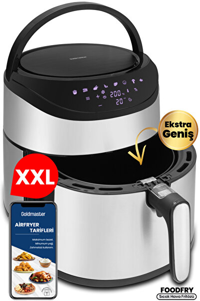GOLDMASTER Foodfry İnox XXL Özel Tasarım Tutma Kolu Sessiz Fanlı Dokunmatik A...