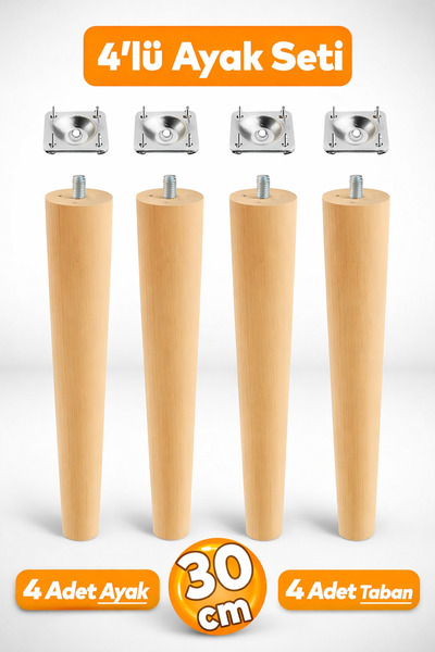 Badem10 Ahşap (30 CM) Sehpa Puf Tabure Tv Ünitesi Ayağı Ayakları M8 Civatalı ...
