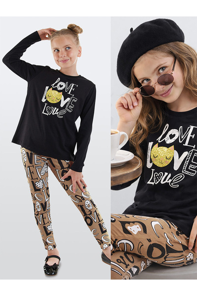 Denokids Σετ κολάν μπλουζάκι για κορίτσια Love