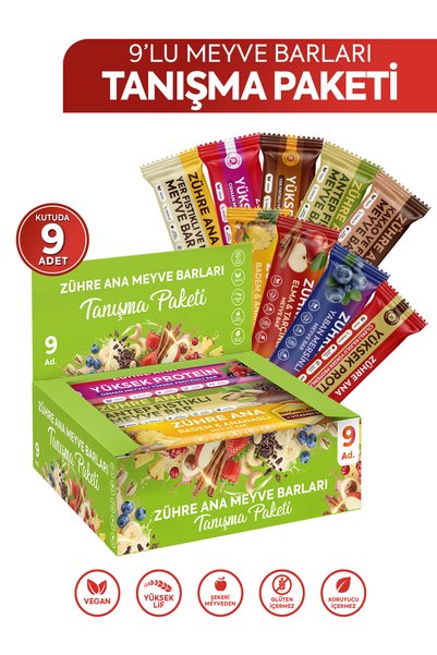 Zühre Ana Fruit Bars Meet and Greet Package Mixed Box 9 Pieces
