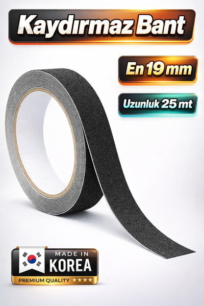 Badem10 (PREMİUM) Yapışkanlı Yer Zemin Merdiven Zemin Kaydırmaz Bant (19 MM X...