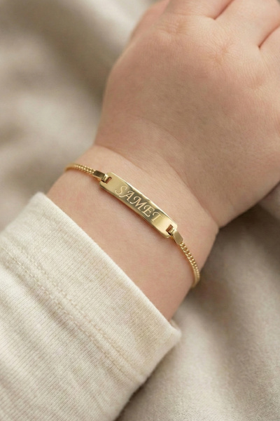 Fiyonk Kuyumculuk İsim veya Harf Yazılabilir 14 Ayar Altın Gurmet Zincirli Di...