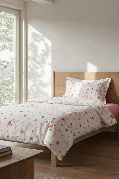 TRENDYOLMİLLA HOME Single Bedding Set with Bow and Floral Pattern, Without Sh...