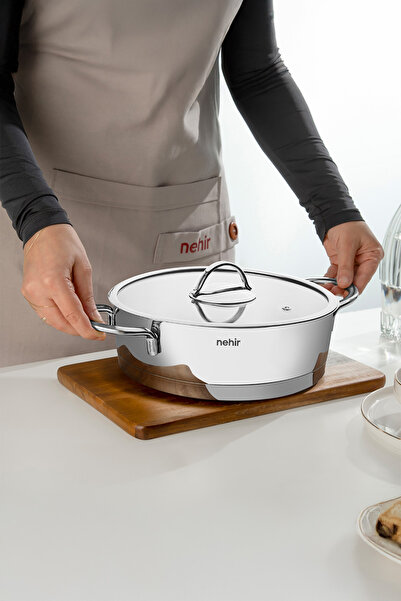 Nehir Silver Trend 24 cm Paslanmaz Çelik Sığ Tencere