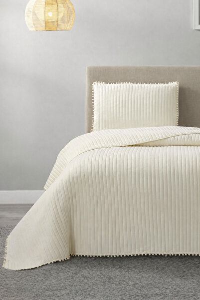 Çeyiz Diyarı Venice Fiber Filled Single 180X240 cm Bedspread Cream