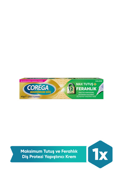 Corega Max Tutuş Ferahlık Protez Yapıştırıcı Krem 40g